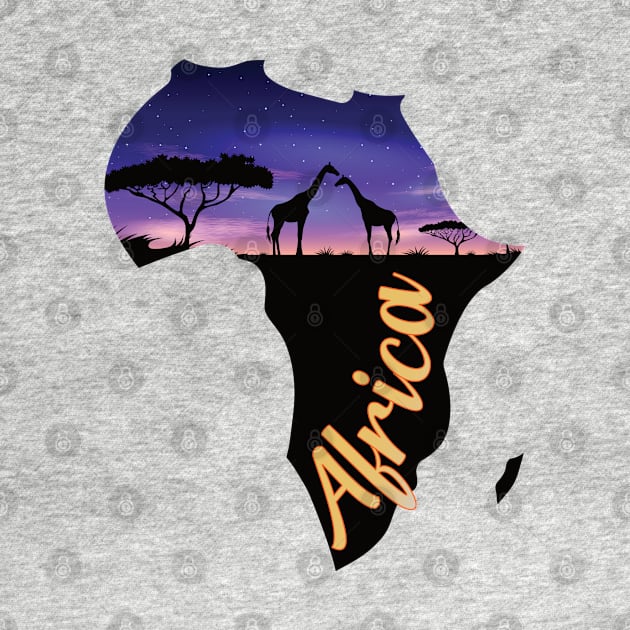 Kontinent Afrika mit Giraffen bei Nacht by Chipity-Design